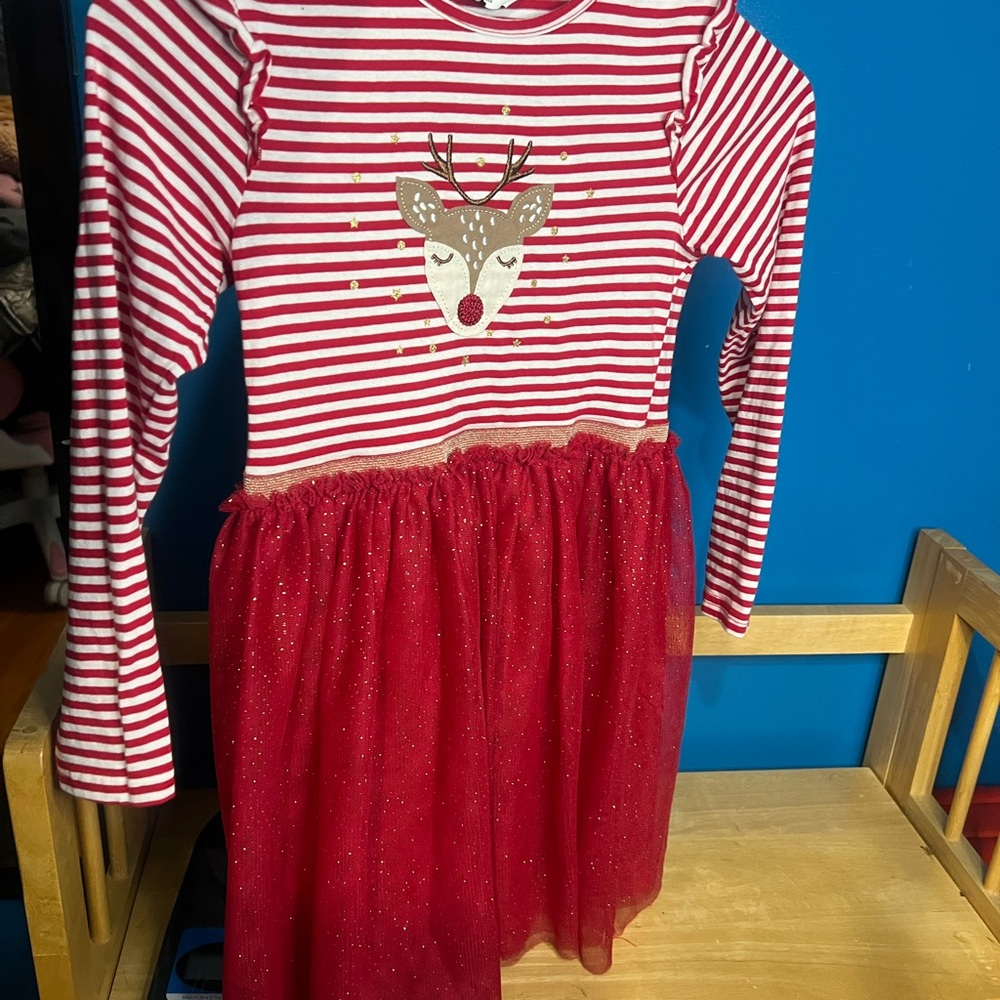 Primark Red and White Striped Christmas Dress Sz 6-7 years Girl